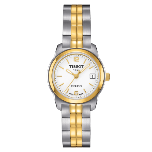 Tissot PR 100 Quartz 24.5 Stainless Steel / Yellow Gold PVD / White / Bracelet